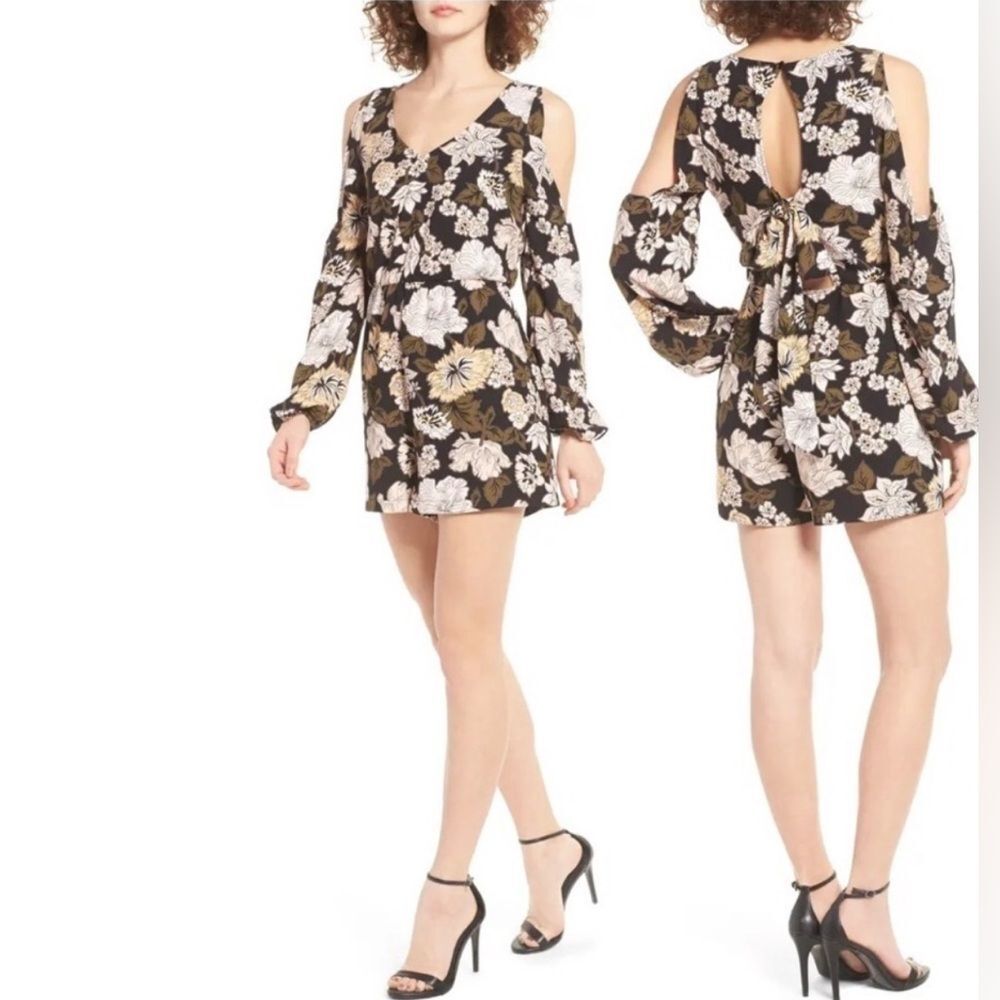 Leith Cold Shoulder Floral Romper Size M